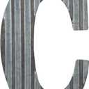 COLLECTIVE HOME - 12" Metal Letter Wall Decor, Galvanized Steel Numbers, Rustic Hanging Decor Symbols, Corrugated Metal Decoration, House Number (C)