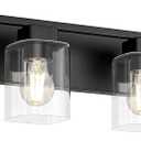 4-Light Matte Black Bathroom Light Fixtures, with Clear Glass Shade