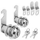 Pertinel Cabinet Cam Lock Keyed Alike, 1-1/8'' (Length) Cylinder Fits on 7/8'' Max Panel Thickness, Secure File Drawer Mailbox RV Storage Replacement Set, Chrome-Finish Zinc Alloy (1-1/8 Inch 2Pcs)