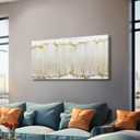 WINKAILIN White and Gold Canvas Wall Art Modern Abstract Wall Decor for Living Room Gold Line Office Decor 24"x 48" Textured Wall Prints Ready to Hang