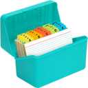 H4D 4x6 Index Card Holder with 100 Heavyweight Ruled Index Cards and 25 Plastic Dividers, Teal