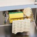 TAILI 4-in-1 Sponge Holder for Kitchen Sink with Strong Suction Cup Removable, Rustproof Stainless Steel Sink Caddy for Sponge, Brush, Scrubber, Scraper -Gold