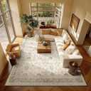 Washable 8x10 Area Rugs for Living Room, Boho Non-Slip Vintage Distress Large Rugs for Bedroom Dining Room Nursery Office, 0.3" Neutral Oriental Throw Thin Carpet, Grey/Beige/Multi, C2