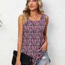 Ficerd Women's Tank Tops Sleeveless Tunic Pleated Crew Neck Blouses Summer Dressy Casual Loose Spring T Shirts (S)