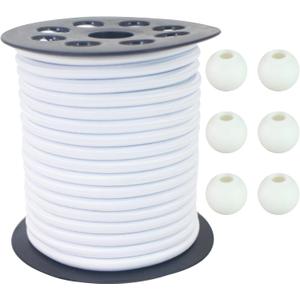 White Bungee Shock Cord Roll 3/16 in 50FT 5mm Thick Round Elastic Cord Heavy Duty Stretchy Rope for DIY Crafts-Tie Downs-Kayak-Tent-Sports-Various Applications