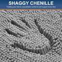 Smiry Luxury Chenille Bathroom Rugs 24x16, Extra Soft and Absorbent Shaggy Bath Mat, Machine Washable, Non-Slip Plush Carpet Runner for Tub, Shower, and Floor, Home Decor Accessories, Light Grey