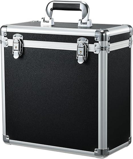 Vinyl Record Storage Case LP Album Collection Display Box Aluminium Water Resistant Vinyl Record Organizer Storage Holds 30+ Valuable Records 7/10/12 Inch Collapsible Storage Crate with Mesh Bag Black