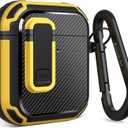 2 x Koaichi for AirPods 2nd/1st Generation Case, Full-Body Ultra-Hard Shell Protective Cover with Lock, Powerful Drop Protection, Well Built Case Designed for AirPods 2/1, Black/Yellow