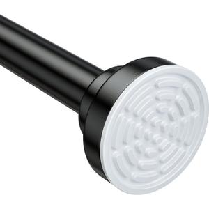 Ausemku Shower Curtain Rod - 32-43 Inch Rustproof Tension Rod, Non-Slip Spring Design, No Drilling Adjustable Curtain Rod for Bathroom, Kitchen, and ClosetBlack