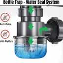 1-1/2"1-1/2" Clear Removable Bottle Trap, P-Trap Replacement, Easy Cleaning, for Kitchen, Bathroom & Garbage Disposal Sink Drain (Grey-Female)