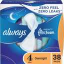 Always Infinity Feminine Pads for Women, Size 4 Overnight, with Wings, Unscented, 38 Count