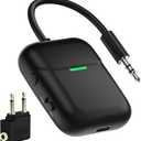 Nulaxy Air inFlight Bluetooth Wireless Audio Transmitter Receiver for up to 2 AirPods Wireless Headphones, Bluetooth Adapter for All 3.5mm Aux Jacks on Airplanes, Black