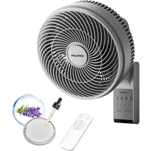PELONIS 14 inch Wall Mount Fan with Remote Control, Oscillating Fan with 26ft Powerful Airflow, 3 Speeds & 3 Modes, Auto 90° Horizontal & 68° Vertical Tilt, Indoor, 36dB, Ideal for Home, Garage, Gym