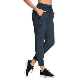 RlaGed Womens Cargo Hiking Pants Lightweight Joggers Quick Dry Water Resistant Outdoor Fishing UPF 50 Zipper Pockets (X-Small, 1_ Navy Blue)