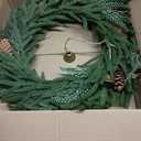 Briful Norfolk Pine Christmas Wreaths for Front Door, 20 inches Artificial Green Wreath with Pinecones Decorative Bells for Xmas Room Wall Kitchen Mantle Outdoor Porch Decor