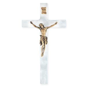 Birsppy AOLDHYY White Pearlized Traditional Gold Corpus Religious 7 Inch Wall Cross Crucifix