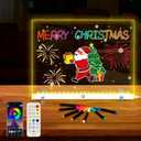 Doodle Glow, LED Note Board with Colors, 14.1"x10.9" Wooshneesham Acrylic Dry Erase Board, 16M-Color LED Light-Up Memo w/Music Sync, APP & Remote, Stand & 7 Markers, Battery Case, Neon Glow (White)