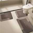 Simple Style Silicon Dendroid Bathroom Mat U-Shaped Toilet Absorbent Quick Dry Foot Pad Bathroom Floor Mat Three-Piece Set(Brown) (0" x 0" (Flower)