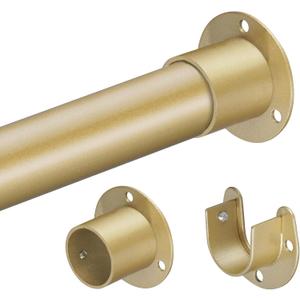 1.3 Inch Diameter Closet Rods for Hanging Clothes 17-39 Inch Adjustable, Metal Heavy Duty Closet Pole, Gold Closet Bar for Hanging Clothes, Suitable for Closet, Wardrobes, Bathroom, Windows