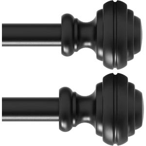 Curtain Rods for Windows 48-84 inch,3/4 inch Heavy Duty Adjustable Decorative Curtain Rod with Modern Finials,2 Pack Window Rods for Bedroom, Living Room,Patio and Kitchen
