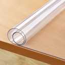Clear Table Cover Protector, 1.5mm Thick 36 x 72 in PVC Plastic Tablecloth, Waterproof & Oil Spill Proof, Customizable Rectangle Table Cover for Writing Desk, Coffee Table, Dining Room Table