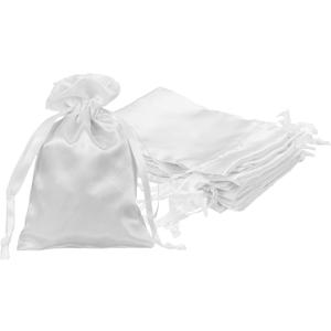 PATIKIL Satin Drawstring Favor Bags, (6" x 4", White) (11Pcs), Satin Gift Bags Gift Pouches with Drawstrings, Suit for Wedding/Festival/Birthday/Celebration