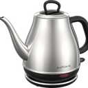 Electric Gooseneck Kettle, 1L 1500W Fast Boil, 100% Stainless Steel BPA Free Pour-Over Coffee & Tea Kettle, Water Boiler with Auto Shut & Boil-Dry Protection, Silver