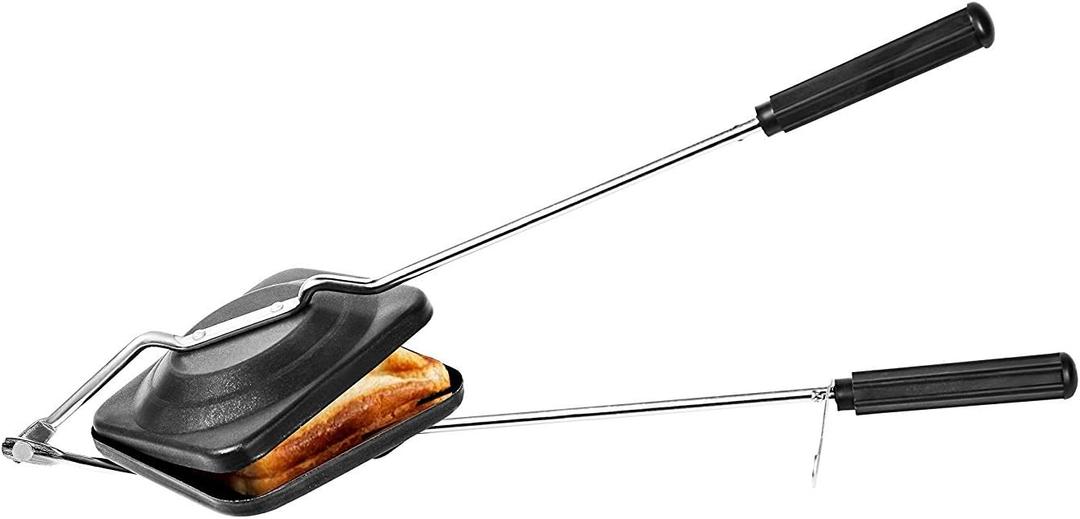 Sandwich Toaster, Non-Stick Aluminium & Stainless Steel, Black, Rectangular, 15.5 x 5.6 Inches, 0.52 Pounds