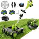4-in-1 Electric Small Lawn Mower with Detachable Wheeled Base, 3 Position Cutting Height, Cordless Mini Push Mower Battery Powered for Garden/Yard/Farm, Gardening Gifts for Parents, Seniors, Women