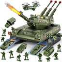 Army Tank Toys for Boys 3 4 5 6 7 8 Years Old, Military Toys Playset with 6 Mini Die-Cast Cars Helicopter & 10 Army Men Toy Soldiers, Kids Christmas Birthday Gifts Present for Boys Age 3+