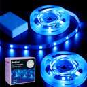 BestLuz Battery Operated LED Strip Lights 2X 3.33ft Flexible Blue LED Light Strip for Bedroom Room Decor, Battery Powered Lighting for Cabinet Shelf Closet TV Backlight