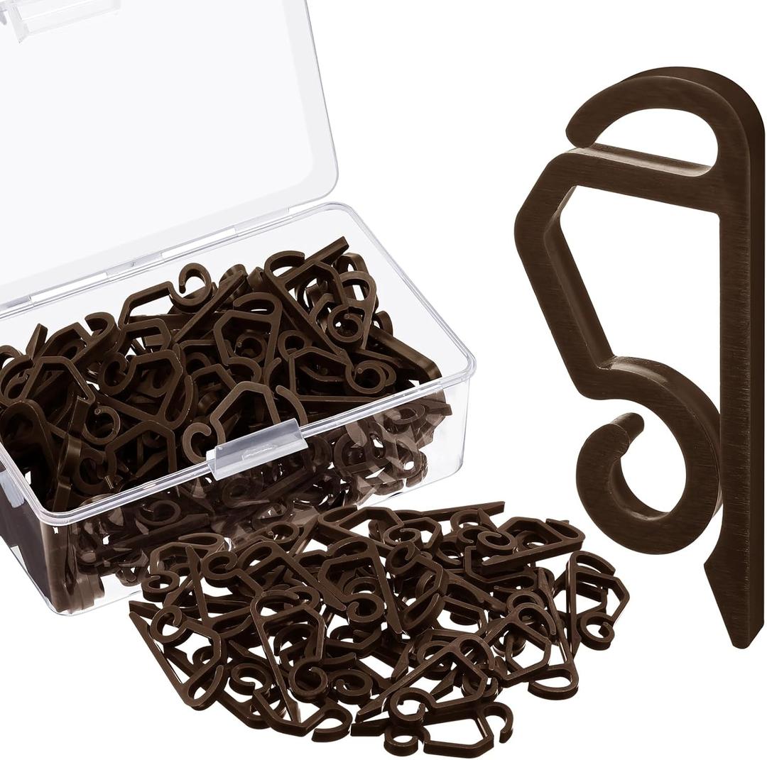 Marsui 240 Pieces Christmas Light Clips Outdoor Gutter Hooks Plastic Seasonal Weatherproof Clips Holiday Fence Hooks for Christmas Roof Tree Outside Hanging String Lights (Coffee)