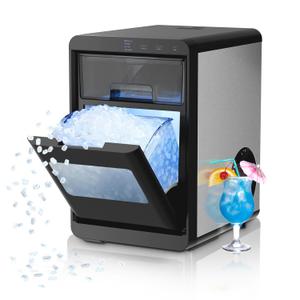 Antarctic Star Nugget Ice Maker Countertop - 44LB/Day, Self-Cleaning Portable Ice Machine with LED Display, 10-15 Minute Fast Ice Making for Home/Office/Bar (BLACK)