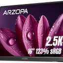 ARZOPA 16" 2.5K Portable Monitor, 2560x1600 QHD IPS Display 123% sRGB