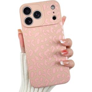 OOK Magnetic for iPhone 17 Pro Case, Silicone Pink Leopard Cute Pattern, Compatible with MagSafe Cheetah Print Camera Protection Shockproof Slim Phone Case for 6.3inch, Pink