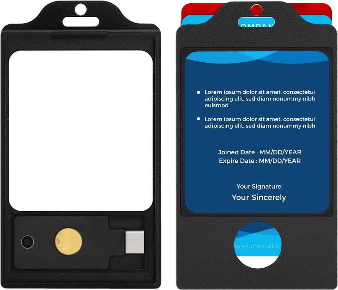 Badge Holder for Yubikey 5 / 5C NFC, Yubikey Case, (Holds 2 Badges & 1 Token), Black