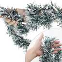 SHUYITT 32.8 Ft Silver Tinsel Garland Metallic Shiny Twist Garland Hanging Decorations for Christmas Holiday Birthday Party Supplies Indoor Outdoor Ornaments Home Decor