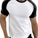 Pimatee Men's Contrast Sleeve Crewneck T-Shirt, Fashion Fitnees Leisure Sports Shirt Tees Tops 60% Cotton 40% Polyester, Pack Of 12, Size M