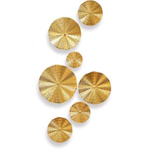 Gold Wall Decor for Living Room Hallway, 7PCS Metal Wall Art Hanging Sculptures Bedroom Decoration, 3D Metal Leaf Accent with 5 Sizes, Large Modern Artwork for Home Office Bathroom Kitchen