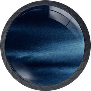 4 Pack Navy Blue Kitchen Cabinet Knobs Round Drawer Pulls Black Dresser Cupboard Door Handles (1.37"L x 1.1"W)
