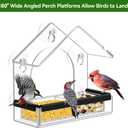 Clear Window Bird Feeder with 5 Extra Strong Suction Cups, DY-SKTY Sturdy and Durable Acrylic Birdfeeders for Viewing Wild Birds Outside, as a Bird Watching Gift, Outdoor Birdhouse Box, Garden Decor