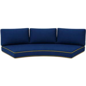 Outdoor Half Moon Sofa Cushion 4-Piece Set, Curved Patio Furniture Cushions, Waterproof with Bolster Pillows, Thick & Comfortable, Zippered Removable Cover, Full Cushion Set (Navy Blue)