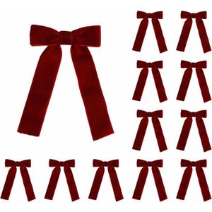Meseey 12 Pcs Burgundy Velvet Bows with Twist Tie 3.5 Inch Pre-Tied Vintage Christmas Velvet Ribbon Bows for Treat Bags Gift Wrapping Basket Wedding Baby Shower Brithday Party