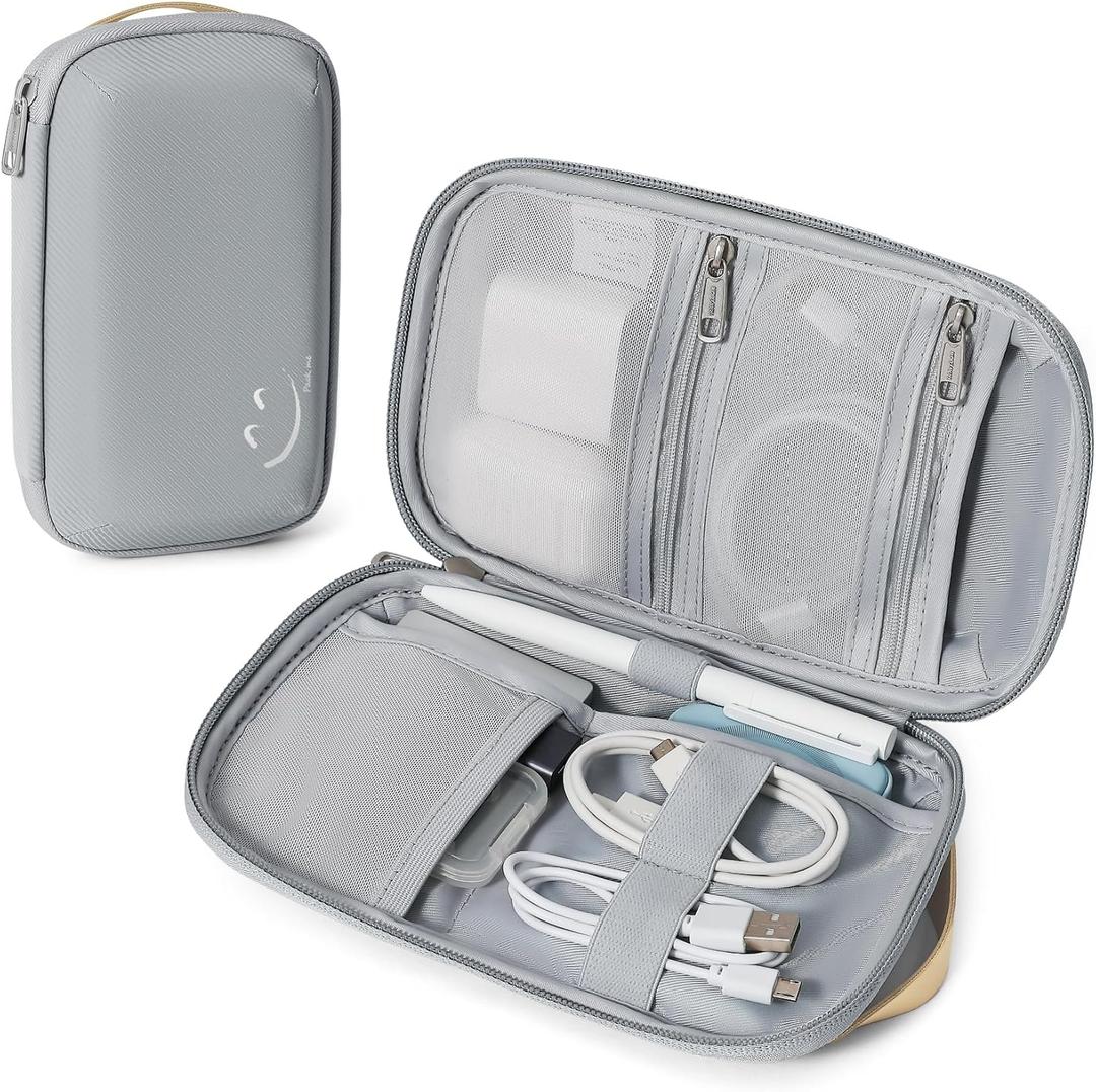 Travelkin Travel Cord Organizer, Small Electronic Organizer Travel Case, Cable Organizer Bag For Cords,Chargers Phone, Sd Card,Usbs (3-Interstellar Grey)