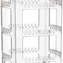 Sooyee 360 Rotating Earring Holder and Jewelry Organizer, 4 Tiers Jewelry Rack Display Classic Stand, 156 Holes and 160 Grooves for Necklaces Earrings Piercings, Clear