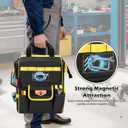 Rexmica Tool Bag Backpack with Zipper Pouch and Magnetic Attraction Area, Heavy-Duty Tool Storage Organizer Bag, Tactical Work Tool Bag for Electrician, Repairman, HVAC Techs, Black