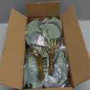 Grandeal 40 Pcs Faux Eucalyptus Leaves Stems Bulk Silver Dollar White Seed Artificial Greenery Stems Fake Sprays Branches for Wedding Table Centerpiece Bouquet Garland Floral Arrangement Home Decor