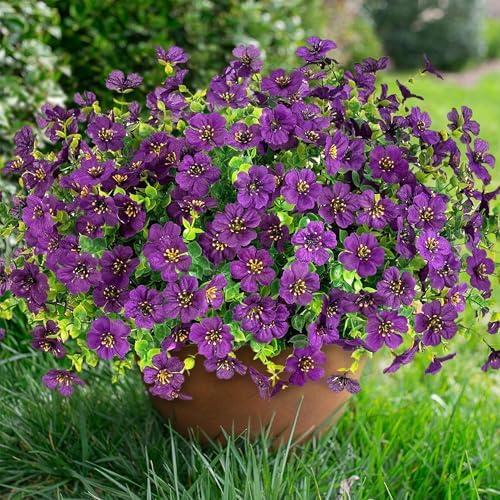 Artificial Fake Plants Flowers for Outdoor Decoration, 12 Bundles Faux Silk Daisy Look Real UV Resistant for Outside Home Porch Patio Planter Decor