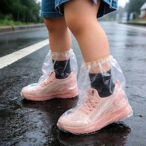 20PCS (10 Pairs) Kids Waterproof Shoe Covers for Rain, Non-Slip Disposable Plastic Shoe Ponchos Boot Covers Waterproof, Clear Heavy Duty Rain Shoe Covers for Men and Women