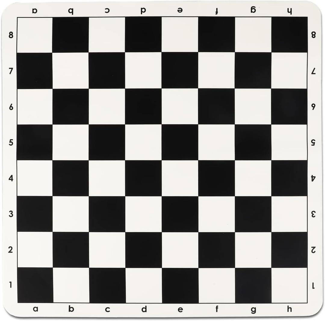 Tournament Chess Board, 20 Inch Silicone Mat, Black and White Squares with Mark